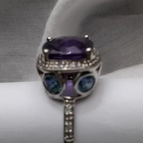 925 Genuine African Amethyst,  Rhodoilte Garnet & Blue Topaz. - Picture 6 of 16